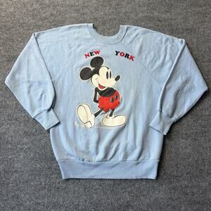 1980s 90s Velva Sheen Disney Mickey Mouse New York Crewneck Raglan USA Medium